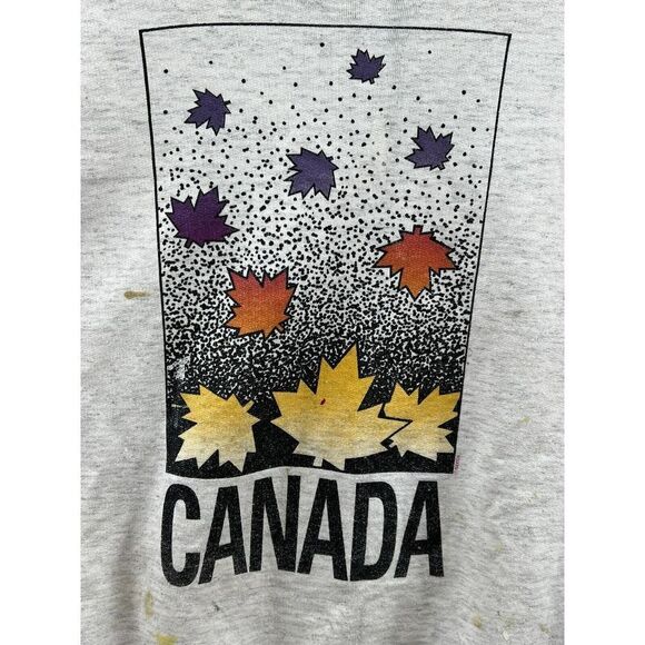 Super Shirts Canada Maple Leaf Colorful Paint Stained Gray Sweatshirt Size XL - Picture 4 of 4